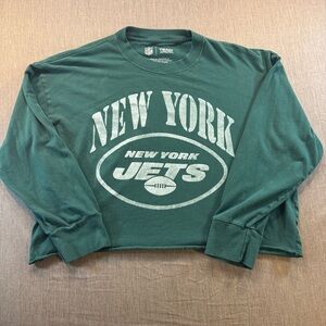 New York Jets Shirt Women’s XL NFL Football Team Apparel Long Sleeve Crop Green
